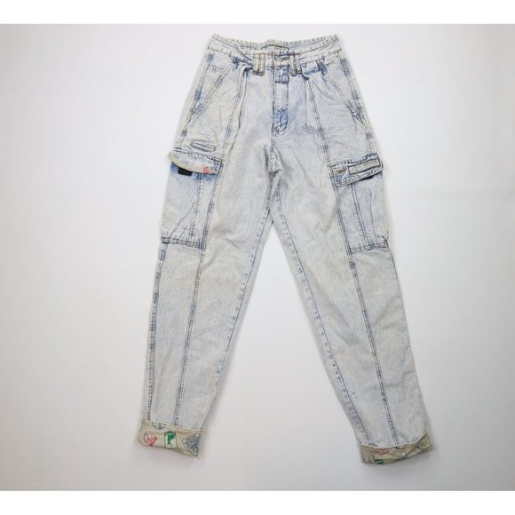 Vintage 90s Streetwear Mens 30x34 Distressed Acid Wash Flip Cuff